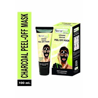 Securteen Activated Charcoal Anti pollution Peel Off Mask to remove Blackheads, dead skin (100 ml)