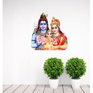                       Decor Villa Shiv parvati ganeshji Wall Sticker  Decal (PVC Vinyl,Size -50 cm x 48 cm)                                              