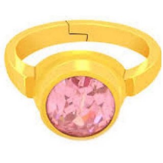                       CEYLONMINE- Pink sapphire gold Plated Ring Certified & Astrological Gemstone Ring For Unisex                                              