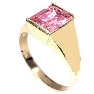                       Original & Natural Stone Pink sapphire  gold Plated Ring  For Unisex By CEYLONMINE                                              
