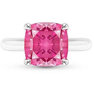                       Precious Stone Pink sapphire  6.25 Ratti Gemstone Ring silver Plated By CEYLONMINE                                              