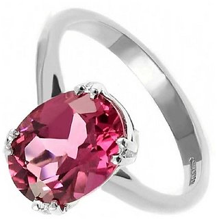                       Precious Stone Pink sapphire  4.25 Ratti Gemstone Ring silver Plated By CEYLONMINE                                              