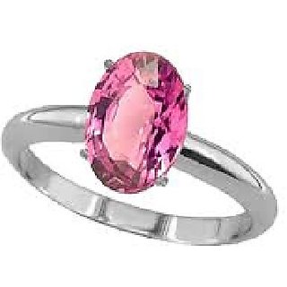                       Pink sapphire 6.25 Carat Silver Plated Ring Original & Natural Stone Pink sapphire Ring By CEYLONMINE                                              