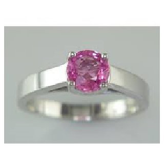                       CEYLONMINE- Pink sapphire Silver Plated Ring Certified & Astrological Gemstone Ring For Unisex                                              