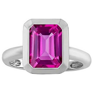                       Original & Natural Stone Pink sapphire 5.25 Carat silver Plated Ring  For Unisex By CEYLONMINE                                              