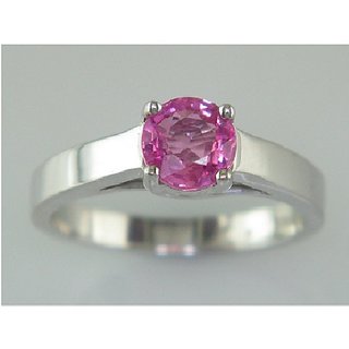                       Natural Stone Pink sapphire Silver Plated Ring For Unisex By CEYLONMIONE                                              