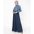 SILK ROUTE London Eyelet Blue Drawstring Inspired Urban Abaya Maxi Dress Jilbab For Women Height 5'0 inch, Jilbab Length 52 inch