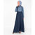 SILK ROUTE London Eyelet Blue Drawstring Inspired Urban Abaya Maxi Dress Jilbab For Women Height 5'0 inch, Jilbab Length 52 inch