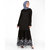 SILK ROUTE London Black Floral Print Gathered Viscose Abaya Maxi Dress Jilbab For Women Height 5'0 inch, Jilbab Length 52 inch