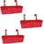 Buyerwell Rectangular Railing Hook Planter with Polka Dots (Length 18 INCH X Breadth 6 INCH X Height 6 INCH) (Red, 3)