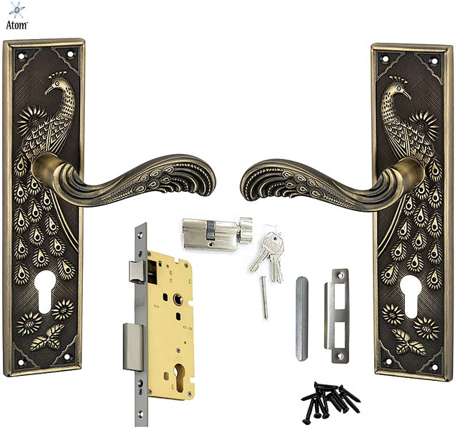 Buy Atom Mayur Zinc Made Cylindrical Lock Type Mortise Handle Set