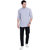 AC&F Men's Blue and White Striped Linen Regular Shirt