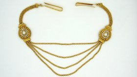 Two Brooch 4 line Golden Hanging Waist Belt