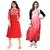Fabclub Women's Crepe A-Line Printed Kurti (Pack Of 2) (Red, Pink)