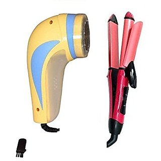 Combo of 2 in 1 hair curler cums with straightener and New Lint Remover CUM FUZZ REMOVER FOR ALL WOOLENS