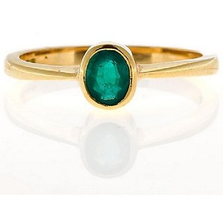                       CEYLONMINE- Original Emerald stone ring gold plated unheated  untreated stone panna 6.25 ratti gemstone ring for unisex                                              