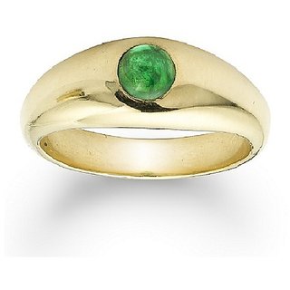                      Natural Emerald 4.25 carat Stone Gold Plated Ring With Lab Certified Panna Ring For Astrological Purpose By CEYLONMINE                                              