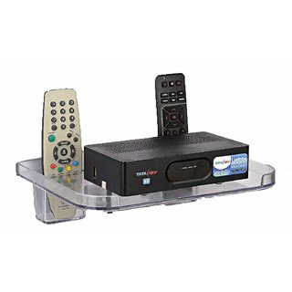 HFK White Set Top Box stand With 2 Remote Holder And 2Screw free
