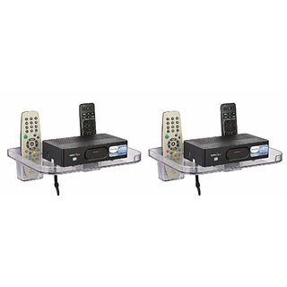 Pack of 2 HFK White Set Top Box stand With 2 Remote Holder And 2Screw free Pack of 2 HFK White Set Top Box stand With 2 Remote Holder And 2Screw free