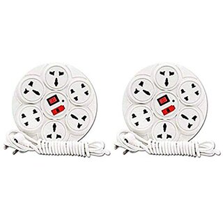                       Pack of 2 HFK Eight switches Round Extension Cord With 2 mtr. Wire                                              