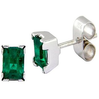                       CEYLONMINE- Original Green emerald/panna Stone Earrings Silver Plated  Earrings For Women                                              