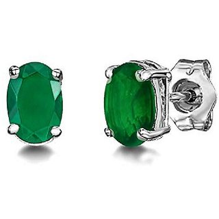                       CEYLONMINE- Green emerald Earring Silver Plated For Women & Girls                                              