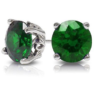 CEYLONMINE - Natural Green emerald/panna stud earring silver plated earring for girls CEYLONMINE - Natural Green emerald/panna stud earring silver plated earring for girls