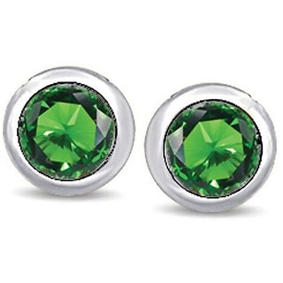CEYLONMINE- Green Emerald/Panna Sutd Earring Precious Stone Emerlad Silver Plated Earrings for Girls CEYLONMINE- Green Emerald/Panna Sutd Earring Precious Stone Emerlad Silver Plated Earrings for Girls