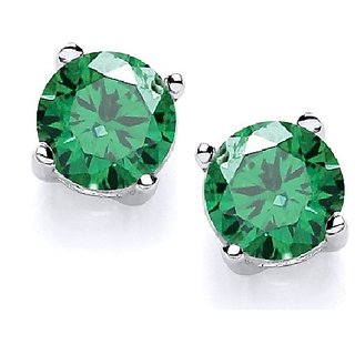 CEYLONMINE- Certified Green emerlad stone Earrings Silver Plated For Girls & Women CEYLONMINE- Certified Green emerlad stone Earrings Silver Plated For Girls & Women