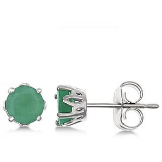 CEYLONMINE- Unheated Stone Green Emerald/Panna Stud Earrings Certified Stone panna Silver Plated Earring For Women CEYLONMINE- Unheated Stone Green Emerald/Panna Stud Earrings Certified Stone panna Silver Plated Earring For Women