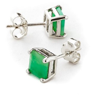 CEYLONMINE- Green Emerlad Earrings Silver Plated For Women & Girls CEYLONMINE- Green Emerlad Earrings Silver Plated For Women & Girls