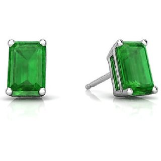 CEYLONMINE- Original Green Emerald Stone  earring original panna  silver plated earrings for women & girls