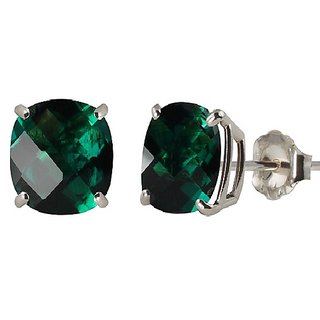 CEYLONMINE- Natural Green Emerald/Panna Sutd Earring Precious Stone Emerald Silver Plated Earrings for Girls CEYLONMINE- Natural Green Emerald/Panna Sutd Earring Precious Stone Emerald Silver Plated Earrings for Girls