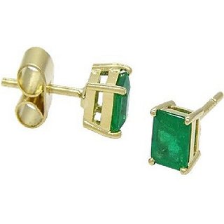                       CEYLONMINE- Original Green Emerald Stone  earring original panna  Gold plated earrings for women & girls                                              