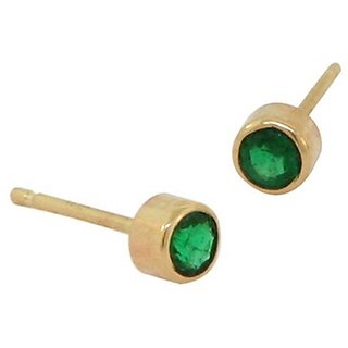                      CEYLONMINE- Certified Green Emerald Stud Earrings Gold Plated For Girls & Women                                              