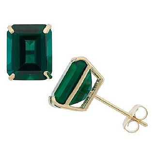 CEYLONMINE- Unheated Stone Green Emerald/Panna Stud Earrings Certified Stone panna gold Plated Earring For Women CEYLONMINE- Unheated Stone Green Emerald/Panna Stud Earrings Certified Stone panna gold Plated Earring For Women