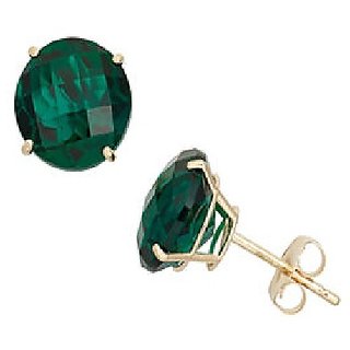 CEYLONMINE - Natural Green Emerald Stone Stud Earring gold plated earring for girls CEYLONMINE - Natural Green Emerald Stone Stud Earring gold plated earring for girls