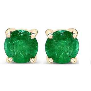                       CEYLONMINE - Natural Green Emerald earrings gold plated earrings for girls                                              