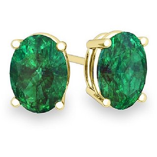 CEYLONMINE-Green Emerald stone Sutd Earrings Precious Stone Panna Gold Plated Earrings for Girls CEYLONMINE-Green Emerald stone Sutd Earrings Precious Stone Panna Gold Plated Earrings for Girls