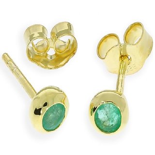 CEYLONMINE- Green Emerald/Panna Stone Stud Earrings Gold Plated For Women & Girls CEYLONMINE- Green Emerald/Panna Stone Stud Earrings Gold Plated For Women & Girls