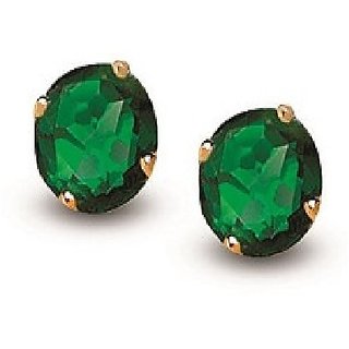 CEYLONMINE- Unheated Stone Green Emerald/Panna Stud Earrings Certified Stone panna gold Plated Earring For Women CEYLONMINE- Unheated Stone Green Emerald/Panna Stud Earrings Certified Stone panna gold Plated Earring For Women