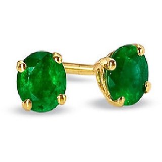                       CEYLONMINE- Original Green Emerald Stone Earrings Gold Plated Panna  Earrings For Women                                              