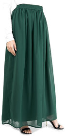 SILK ROUTE London Green Flared Lined Skirt For Women Height 5'0 inch