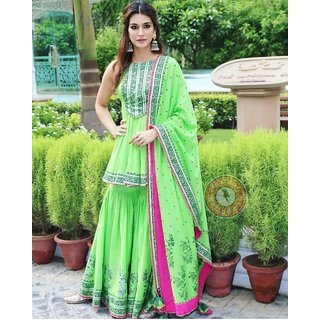 light green colour sharara suit