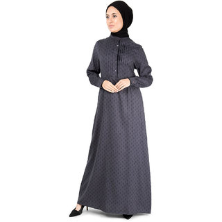                       SILK ROUTE London Pintuck Tonal Print Abaya For Women Height 5'0 inch, Abaya Length 52 inch                                              