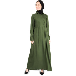                       SILK ROUTE London Oriental Green Abaya For Women Height 5'0 inch, Abaya Length 52 inch                                              