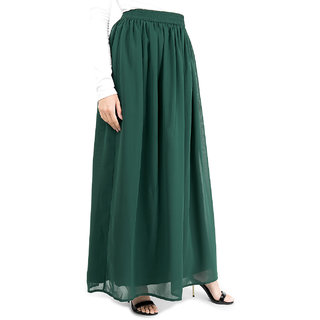                       SILK ROUTE London Green Flared Lined Skirt For Women Height 5'8 inch                                              