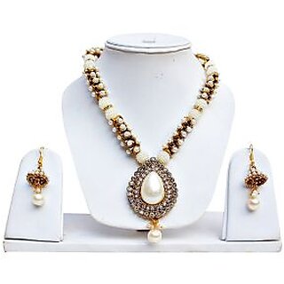 White Designer Partywear pearl Necklace set White Designer Partywear pearl Necklace set