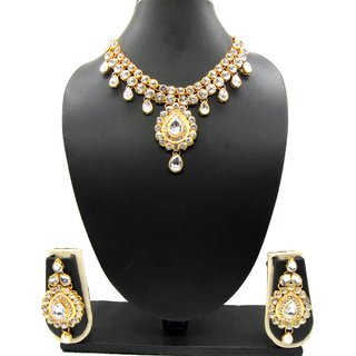 White Stone Meenakari Drop Dulhan Neckalce Set. White Stone Meenakari Drop Dulhan Neckalce Set.