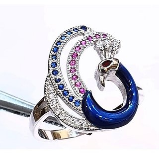                      Peacock Silver Ring 92.5 Silver peacock Ring For Women & Girls By CEYLONMINE                                              